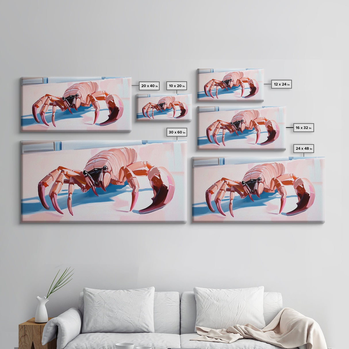 Fantasy Crab, Surrealism, Unique, Framed Canvas Print, Coastal Art, Whimsical Decor, Ocean Creature, Beach House, Statement Piece