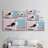 Seagull, Coastal, Nautical, Canvas Print, Beach House Wall Art, Nature Inspired, Minimalist Bird Painting, Oceanfront Home Decor