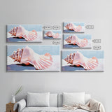 Conch Shell, Beach, Pastel, Framed Canvas Print, Coastal Wall Art, Tropical Decor, Seashell Aesthetic, Living Room Accent Piece
