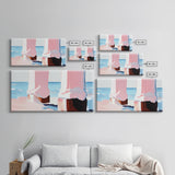 Coastal Pier, Beachside Serenity, Nautical Theme, Ocean Blue Artwork, Minimalist Coastal Art, Tranquil Scene, Canvas Print, Entryway