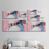 Leather Belt, Western Fashion, Modern Cowboy Art, Chic Home Decor, Framed Canvas Print, Minimalist Pink and Blue Wall Art