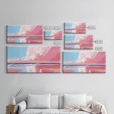 Pink Beach, Dreamy Ocean, Framed Canvas Print, Coastal Art, Minimalist Seascape, Modern Wall Decor, Soft Pastel Landscape