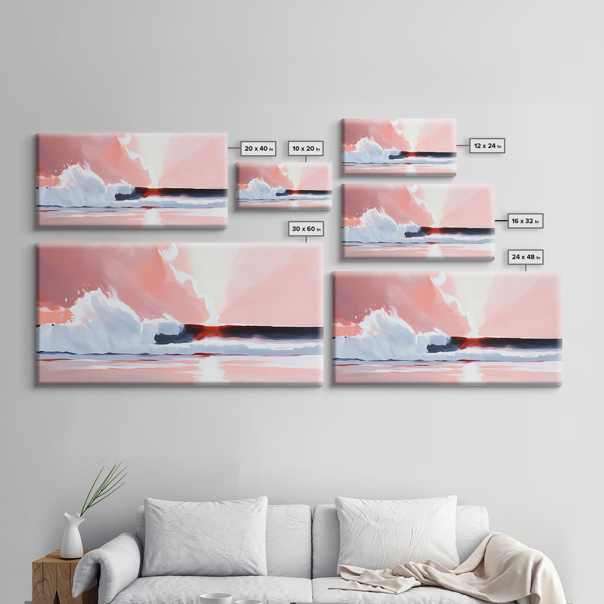 Sunset Reflection, Ocean View, Framed Canvas Print, Pastel Coastal Art, Dreamy Seascape, Modern Wall Decor, Nature Aesthetic