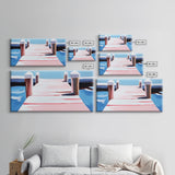 Dockside View, Nautical Art, Framed Canvas Print, Coastal Wall Decor, Beach House Aesthetic, Minimalist Ocean Painting