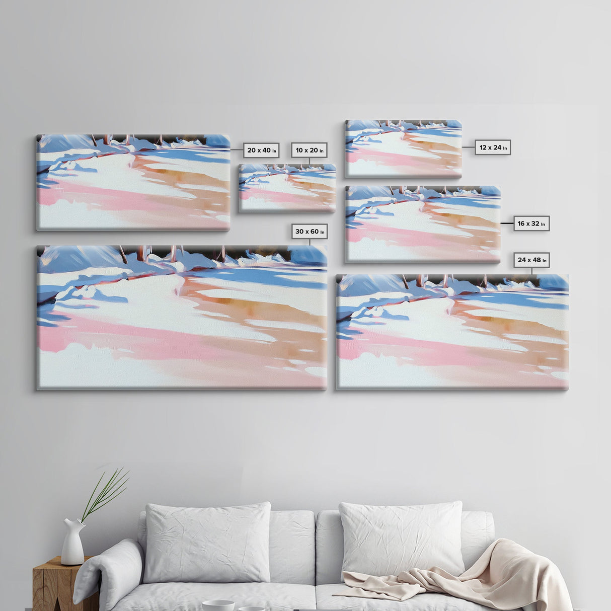 Winter Reflection, Snowy Landscape, Framed Canvas Print, Cozy Wall Art, Modern Home Decor, Minimalist Painting, Serene Nature Scene