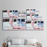 Garden Walk, Architectural Art, Framed Canvas Print, Elegant Wall Decor, Soft Pastel Painting, Modern Aesthetic, Classical Outdoor Scene
