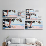 Coastal Tree, Beach Serenity, Ocean Landscape, Minimalist Aesthetic, Tranquil Seascape, Boho Decor, Nature Art, Framed Canvas Print