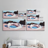 Ocean, Rock Pool, Abstract, Framed Canvas Print, Coastal Home Decor, Tranquil Artwork, Minimalist Landscape, Soft Pastel Painting