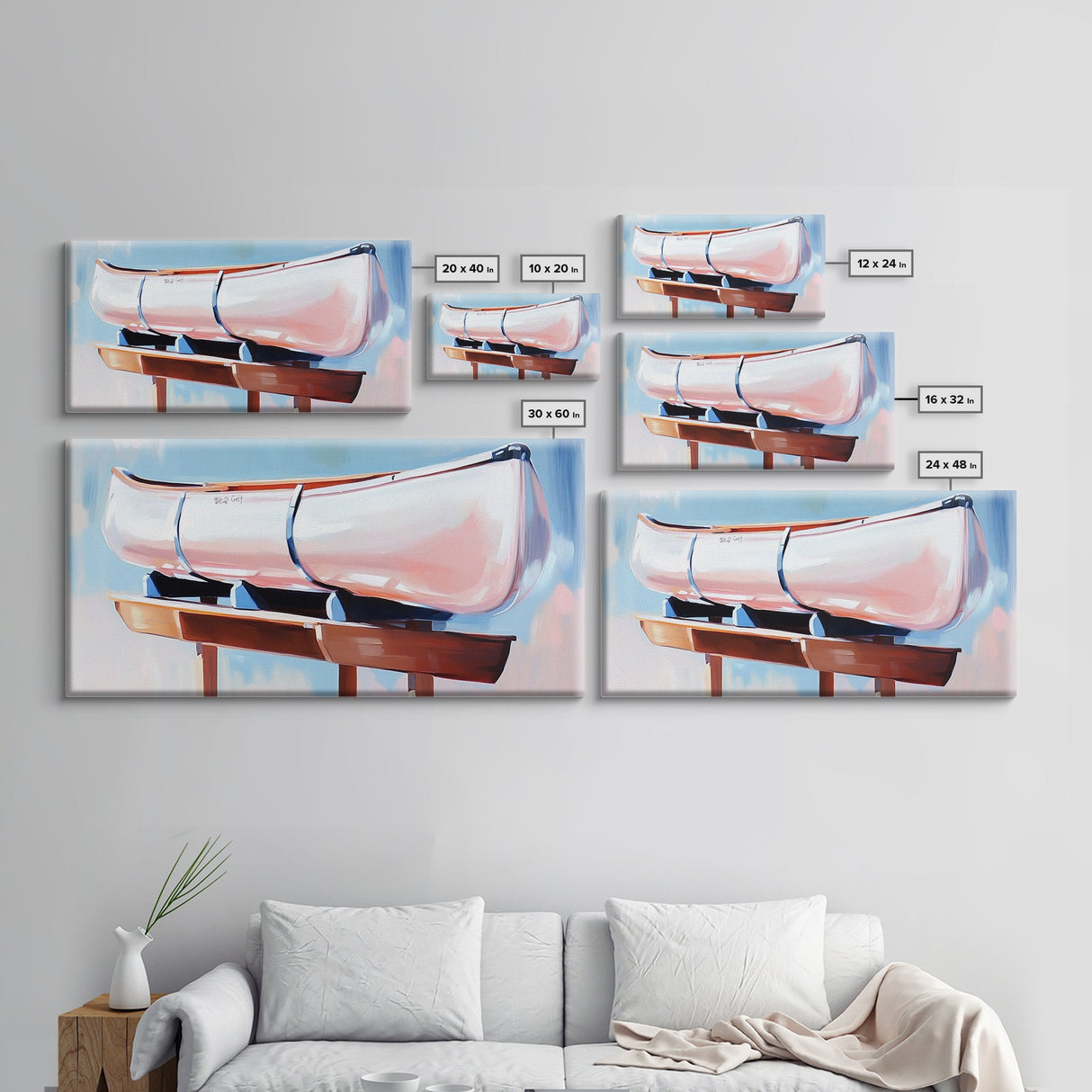 Canoe, Dockside View, Rustic Adventure Art, Cabin Wall Decor, Nature Inspired Aesthetic, Outdoor Enthusiast Gift, Framed Canvas Print