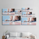 Beach Reflections, Rock Formations, Seaside Art, Canvas Print, Coastal Wall Decor, Ocean Painting, Living Room Art, Minimalist Beach Art