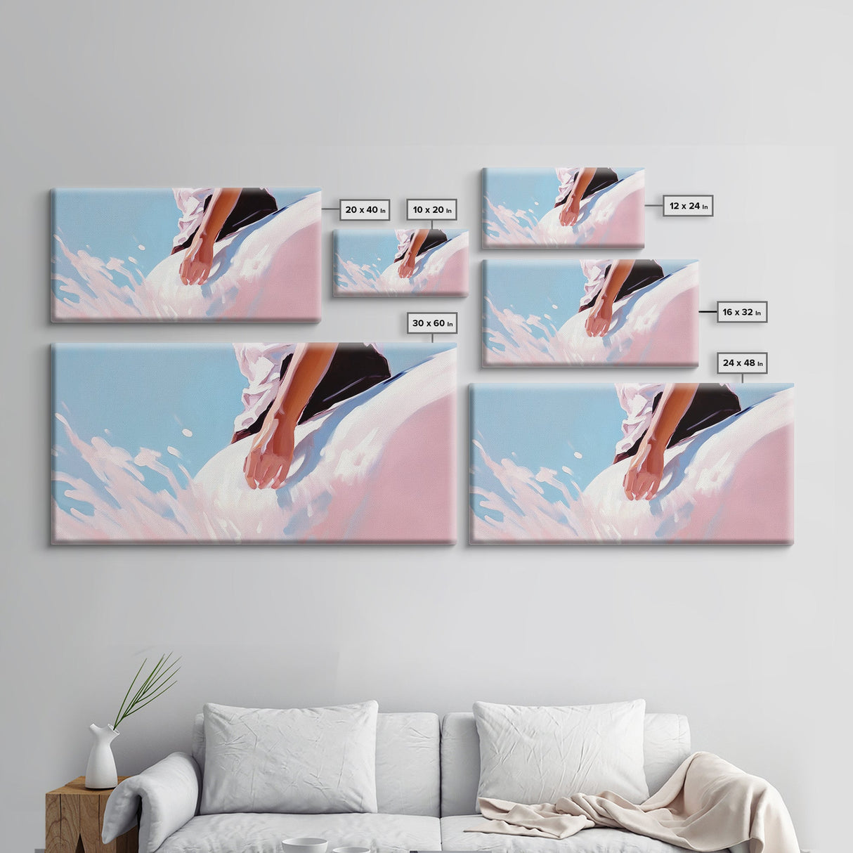 Ocean Breeze, Surreal Splash, Coastal Aesthetic, Modern Beach Art, Nautical Decor, Bedroom Wall Art, Dreamy Pastel Art, Canvas Print