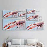 Lobster Art, Seafood Kitchen, Coastal Decor, Nautical Art, Framed Canvas Print, Ocean Inspired Wall Art, Beach House Aesthetic, Modern Artwork
