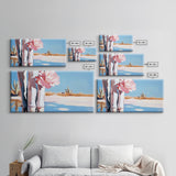 Cactus Blooms, Desert Flowers, Southwestern Serenity, Canvas Print, Floral Art, Pastel Tones, Nature Wall Art, Boho Decor, Minimalist Aesthetic