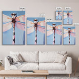 Dragonfly Art, Nature Illustration, Blue Sky Painting, Delicate Wings, Modern Wildlife, Canvas Print, Bedroom Wall Art, Minimalist Nature