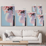 Floral Vase, Soft Pastel Art, Romantic Aesthetic, Elegant Still Life, Framed Canvas Print, Bedroom Wall Art, Feminine Home Decor
