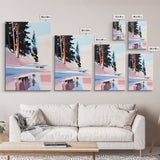 Snowy Pines, Winter Wonderland, Forest Reflection, Canvas Print, Cozy Cabin Decor, Christmas Wall Art, Minimalist Landscape Painting