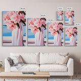 Floral Bouquet, Feminine Art, Elegant Flowers, Canvas Print, Romantic Wall Art, Pink Decor, Soft Pastel Aesthetic, Bedroom Artwork