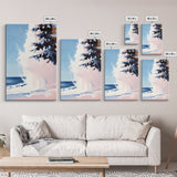 Ocean Wave, Coastal Scene, Nature Art, Framed Canvas Print, Beach Wall Art, Blue and Pink Painting, Serene Seascape, Contemporary Decor