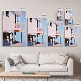 Coastal House, Seaside Home, Beachfront Art, Framed Canvas Print, Modern Coastal Art, Living Room Wall Art, Ocean Painting