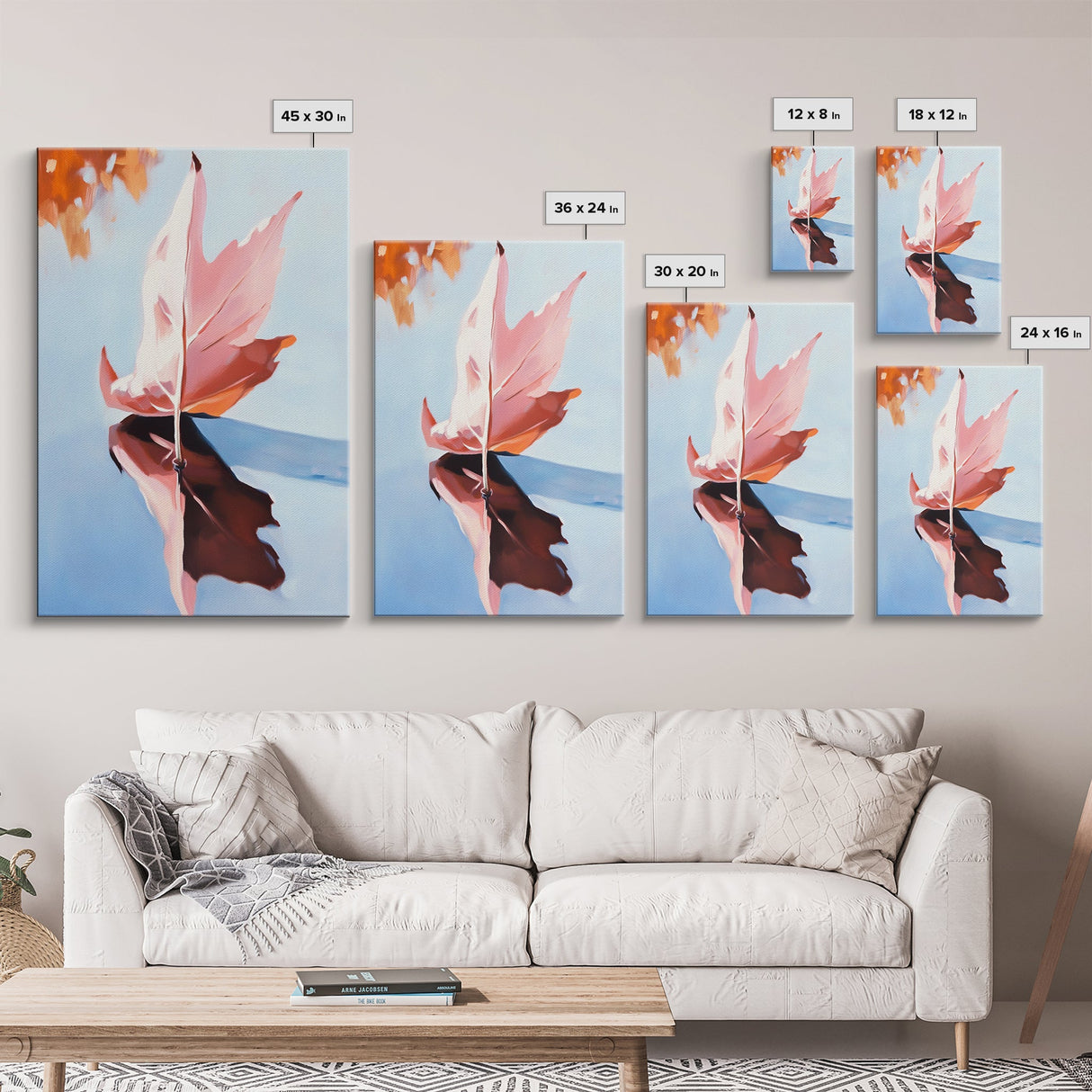 Autumn Leaf, Fall Reflection, Nature Art, Seasonal Wall Decor, Framed Canvas Print, Fall Art, Living Room Print, Cozy Wall Art