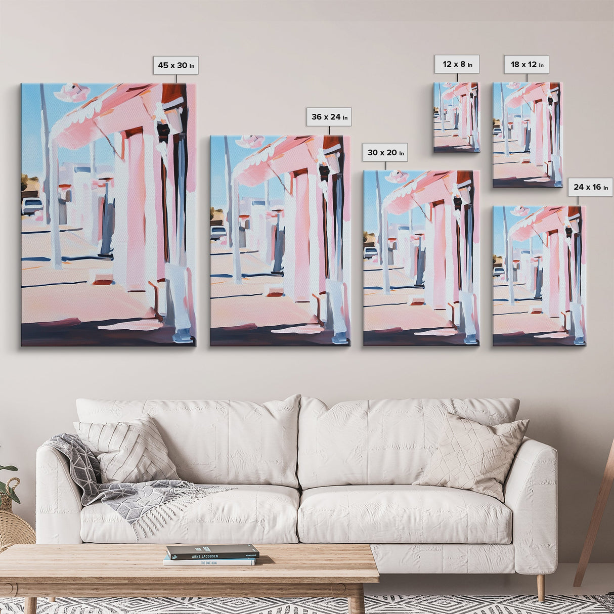 Sunset Street, Pastel Cityscape, Framed Canvas Print, Urban Decor, Impressionist Wall Art, Warm Color Palette, Stylish Living Space