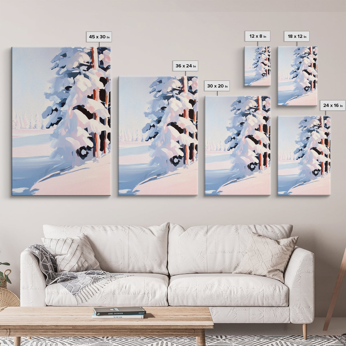 Winter Snow, Pine Tree Landscape, Framed Canvas Print, Cozy Cabin Decor, Seasonal Wall Art, Tranquil Winter Scene, Christmas Aesthetic