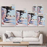 Shoreline, Sunset, Shadows, Warm, Framed Canvas Print, Seascape Wall Art, Boho Beach Decor, Ocean Sunset Artwork, Coastal Home Aesthetic