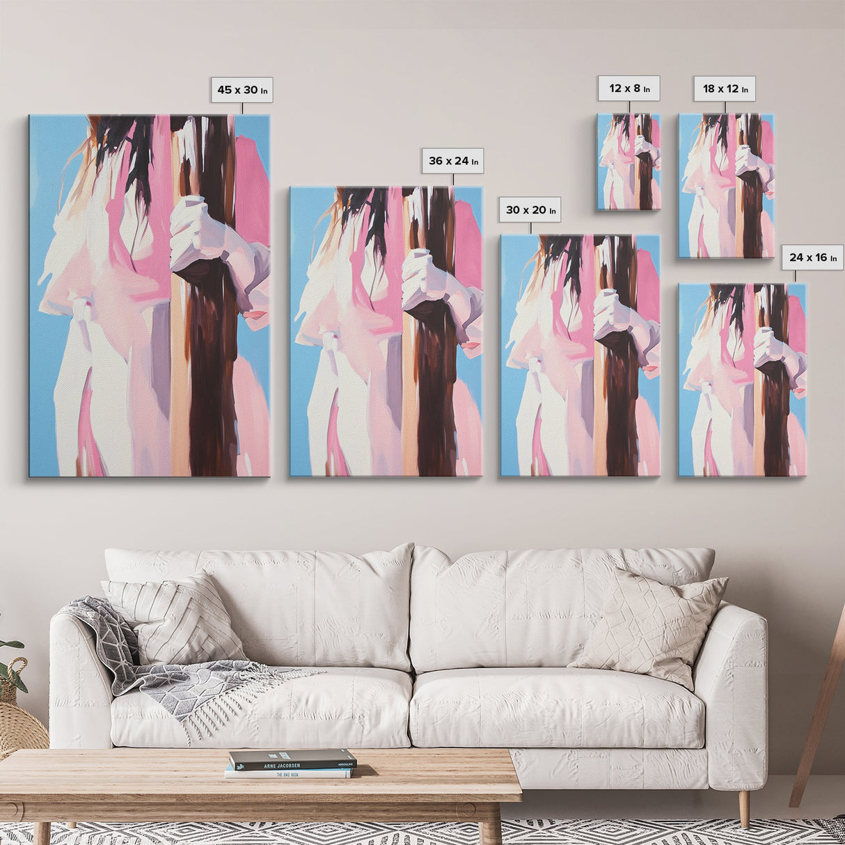 Woman Holding Tree, Abstract Portrait, Canvas Print, Feminine Art, Modern Wall Decor, Minimalist Wall Art, Aesthetic Painting