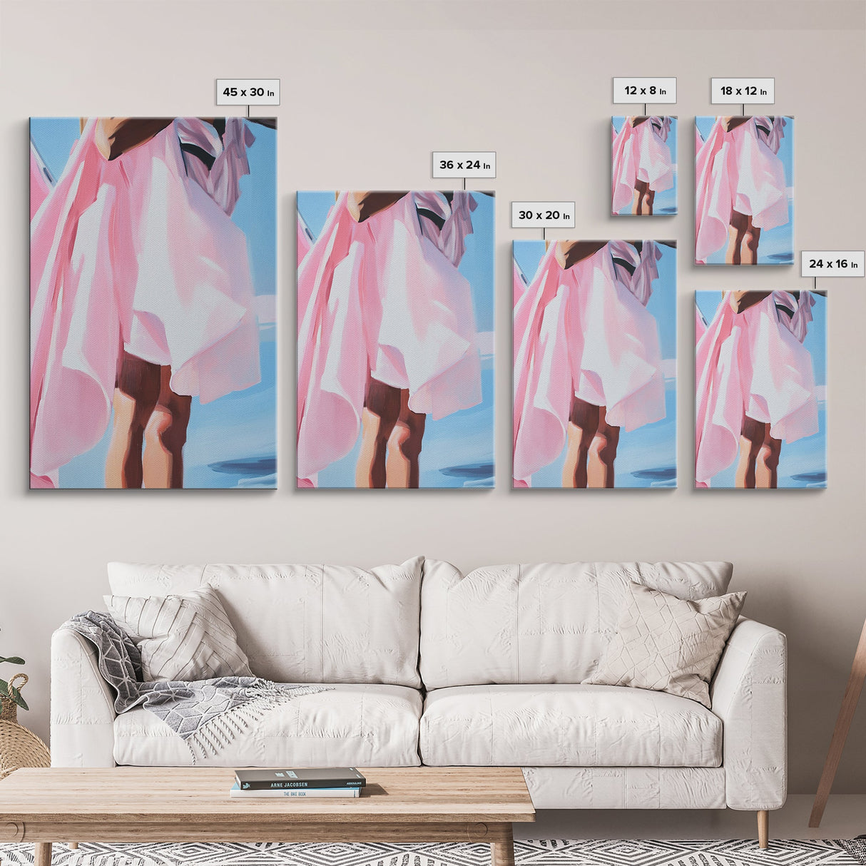 Flowing Dress, Feminine Art, Soft Aesthetic, Elegant Style, Framed Canvas Print, Fashion Illustration, Romantic Home Decor, Bedroom Art