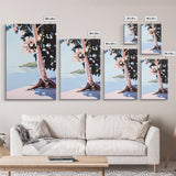 Tree by Water, Serene Nature Landscape, Tranquil Beach Scene, Framed Canvas Print, Zen Meditation Art, Minimalist Wall Decor