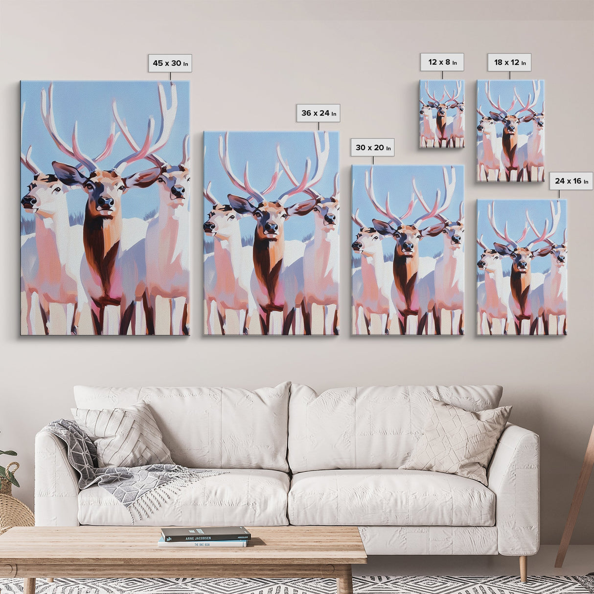 Majestic Deer, Wildlife Wall Art, Rustic Lodge Decor, Cabin Aesthetic, Fall Art, Nature Inspired, Framed Canvas Print, Animal Painting