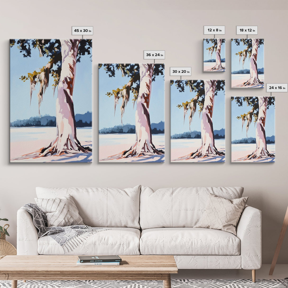 Rustic Tree Painting, Nature Wall Art, Moody Landscape, Framed Canvas Print, Neutral Tones, Boho Art, Living Room Wall Art, Farmhouse Decor