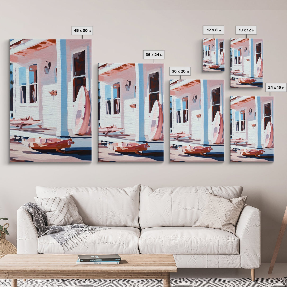 Coastal Cottage Porch, Beach House Art, Nautical Home Print, Framed Canvas Print, Serene Summer Aesthetic, Relaxing Living Room Wall Art
