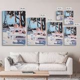 Picnic Wine, Beach Art, Coastal, Relaxing, Dining, Summer, Ocean, Boho, Aesthetic, Outdoor Living, Pastel, Canvas Print