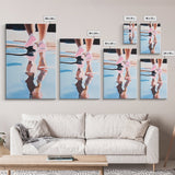 Walking Reflection, Water Art, Abstract Minimalist, Modern Home Decor, Blue and Pink Art, Bedroom Wall Art, Framed Canvas Print