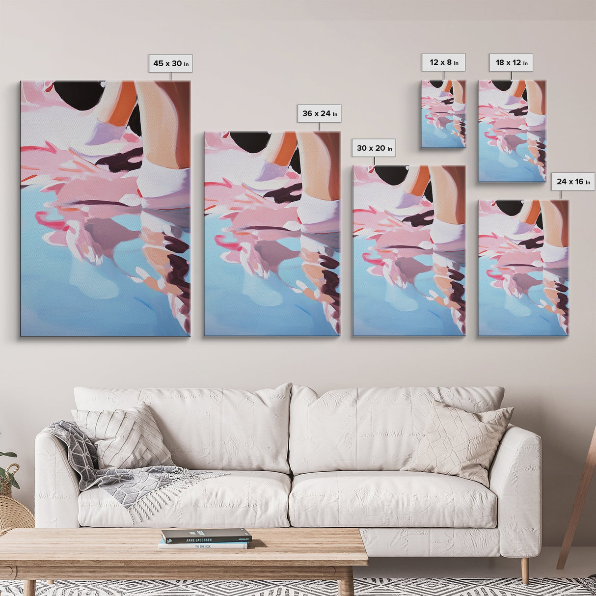Dreamy Reflections, Surreal Water Art, Blue and Pink Painting, Modern Abstract Decor, Bedroom Wall Art, Framed Canvas Print