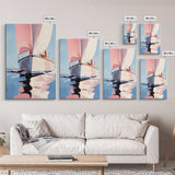 Sailboat Serenity, Nautical Decor, Ocean Reflections, Framed Canvas Print, Coastal Wall Art, Minimalist Seascape, Living Room Art
