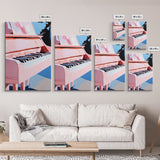 Pink Grand Piano, Elegant Music Art, Artistic Decor, Framed Canvas Print, Minimalist Home Art, Musician Gift, Boho Wall Art