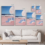 Moonlit Beach, Ocean Waves, Surreal Seascape, Canvas Print, Dreamy Coastal Art, Living Room Decor, Nautical Aesthetic, Minimalist Art