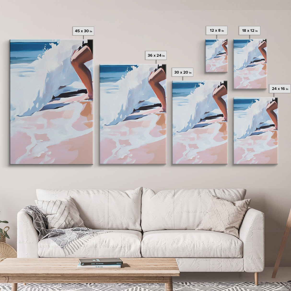 Ocean Waves, Abstract Beach Art, Coastal Home Decor, Framed Canvas Print, Nautical Painting, Seaside Artwork, Living Room Wall Art