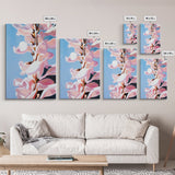 Magnolia Blossom, Pink Flowers, Botanical Wall Art, Minimalist Floral, Framed Canvas Print, Spring Aesthetic, Bedroom Decor, Nature Art