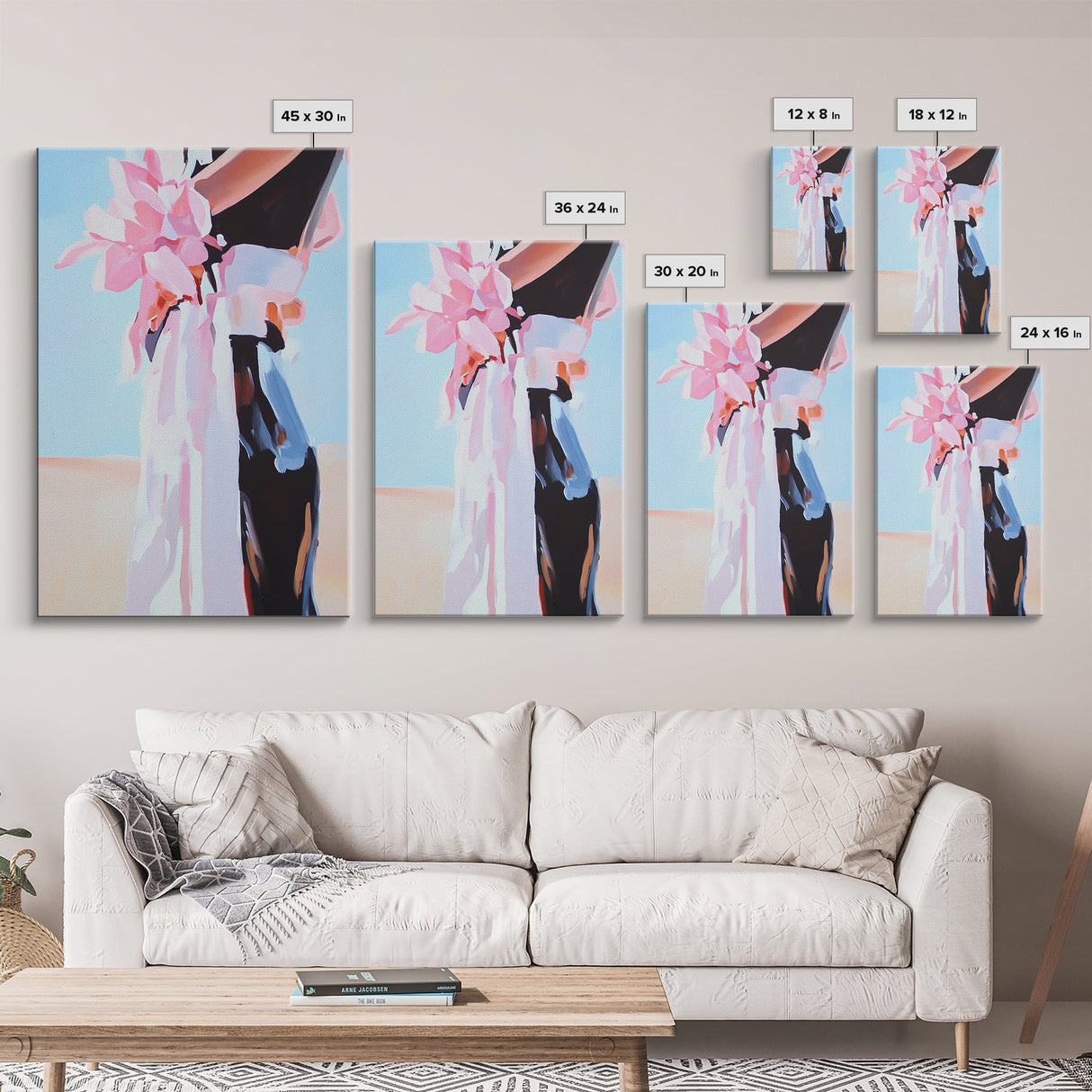 Floral Fashion, Bold Feminine Art, Chic Boho Aesthetic, Modern Home Decor, Stylish Living Room Wall Art, Framed Canvas Print