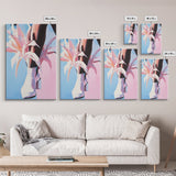 Female, Floral Cowboy Style, Western Chic Decor, Trendy Aesthetic Art, Fashionable Wall Art, Pink Pastel Tones, Canvas Print