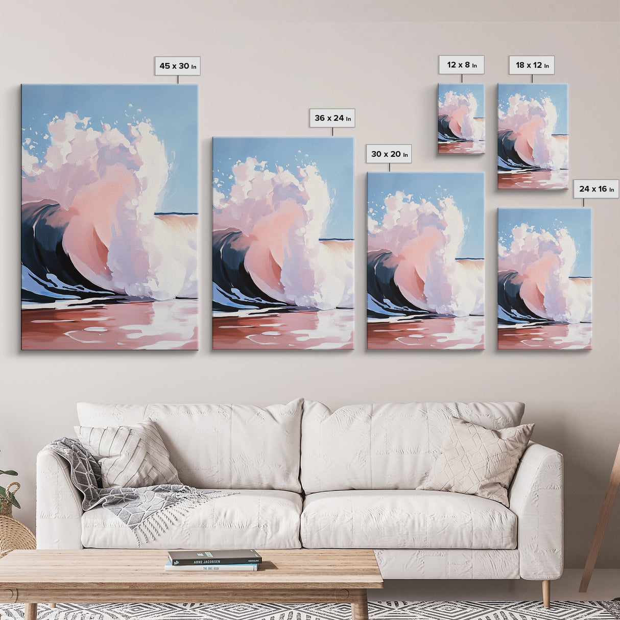 Ocean Wave, Coastal Wall Art, Nautical Print, Surfer Aesthetic, Beach House Decor, Canvas Print, Living Room Art, Pastel Seascape