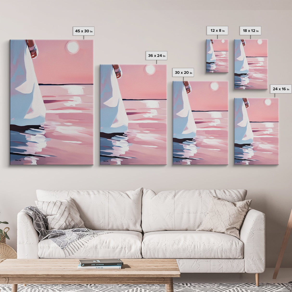 Sunset Reflection, Ocean Wall Art, Romantic Aesthetic, Beach Lover Gift, Pastel Painting, Canvas Print, Living Room Wall Art