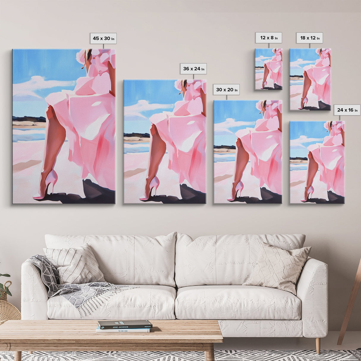 Elegant Dress, Fashion Wall Art, Feminine Aesthetic, Chic Decor, Stylish Woman, Soft Pastels, Modern Minimalist, Canvas Print
