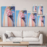 Surfboard Flowers, Tropical Boho Art, Framed Canvas Print, Coastal Wall Decor, Pastel Summer Painting, Beach Aesthetic, Minimalist Art