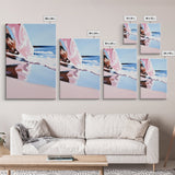 Flowing Waves, Dreamy Ocean Art, Framed Canvas Print, Abstract Beach Landscape, Soft Pastel Seascape, Coastal Serenity, Modern Decor