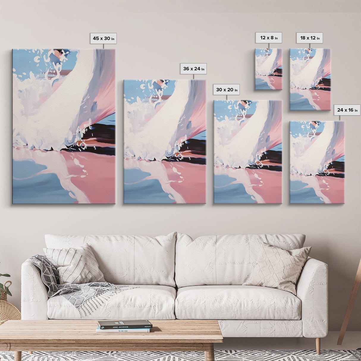 Ocean Wave, Surfer Wall Art, Framed Canvas Print, Abstract Coastal Decor, Modern Beach Painting, Summer Vibes Artwork, Surf Art