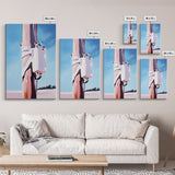 Rustic Pole, Coastal Minimalist Art, Framed Canvas Print, Boho Beach Decor, Nautical Painting, Seaside Home Aesthetic, Pastel Artwork
